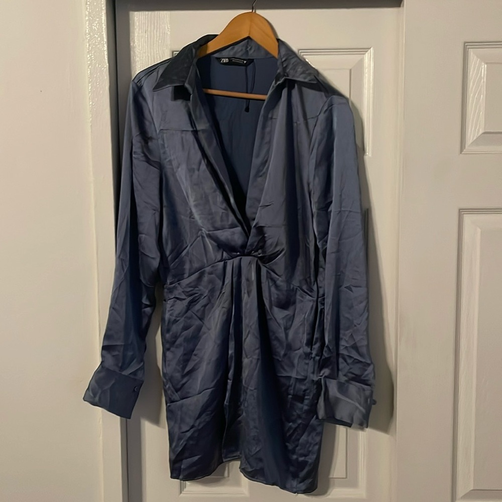Blue grey mini dress Zara